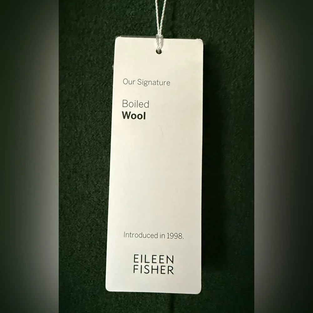 Eileen Fisher Forest Green Boiled Wool Sweater Jacket - Picture 3 of 6